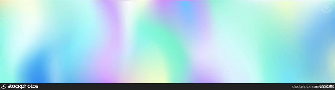 Holographic iridescent texture background, pearlescent rainbow or unicorn blur banner with soft pastel colors, vector illustration with gradient or ombre neon effect, shining foil. Holographic iridescent blur texture background,