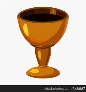 Holy Grail icon in cartoon style isolated on white background. Shiny gold cup. Holy Grail icon, cartoon style