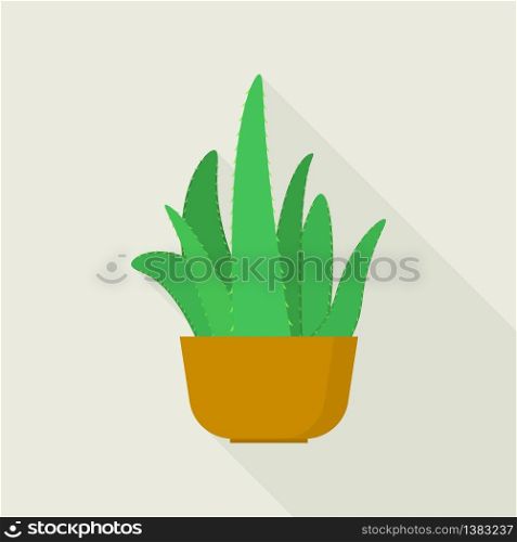 Home aloe pot icon. Flat illustration of home aloe pot vector icon for web design. Home aloe pot icon, flat style