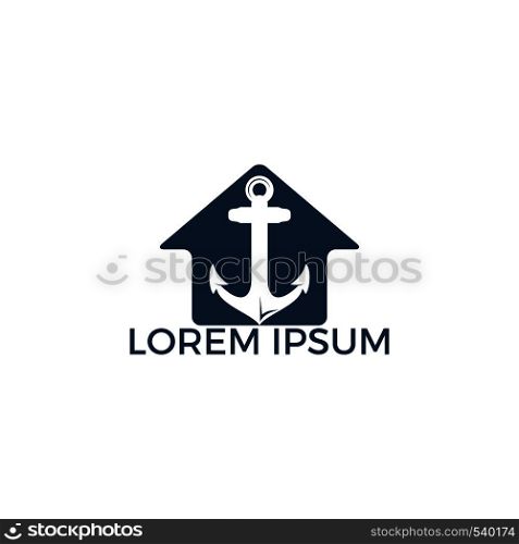 Home Anchor vector logo design. Vector illustration for marine and heraldry design. Nautical Anchor vector logo design.