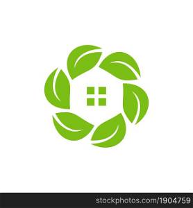 home and leaf logo design