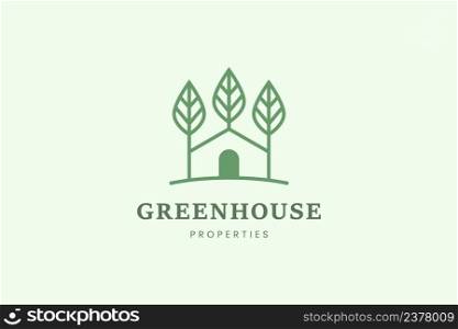 Home and leaf tree logo template for property or apartment business