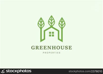 Home and leaf tree logo template for property or apartment business