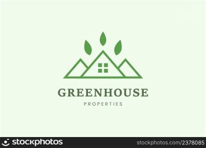 Home and leaf tree logo template for villa or hotel business