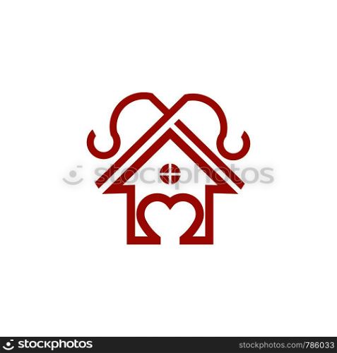 home and love logo template
