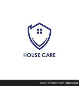 Home and shield protection logo design vector
