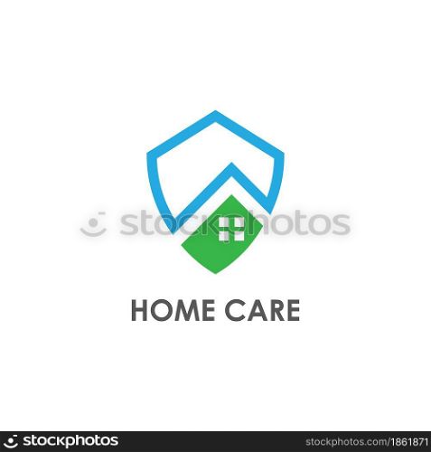 Home and shield protection logo design vector