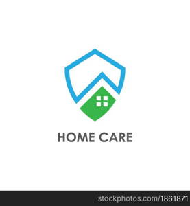 Home and shield protection logo design vector