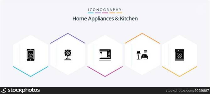 Home Appliances And Kitchen 25 Glyph icon pack including kitchen. machine. home. home. coffee