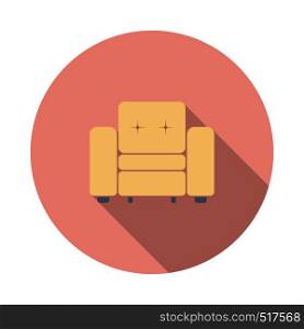 Home Armchair Icon. Flat Circle Stencil Design With Long Shadow. Vector Illustration.