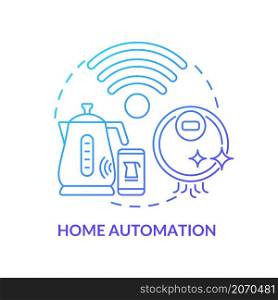 Home automation blue gradient concept icon. Household technology abstract idea thin line illustration. Isolated outline drawing. Editable stroke. Roboto-Medium, Myriad Pro-Bold fonts used. Home automation blue gradient concept icon