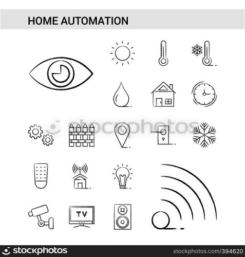 Home Automation hand drawn Icon set style, isolated on white background. - Vector