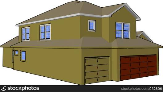 Home basically have windows pillars wall column yards doors either made up of wood or metal stone iron concrete vector color drawing or illustration