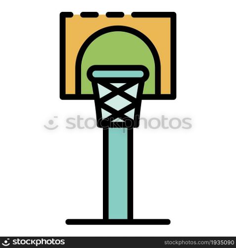 Home basketball tower icon. Outline home basketball tower vector icon color flat isolated. Home basketball tower icon color outline vector