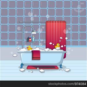 Home bathroom icon. Cartoon illustration of home bathroom vector icon for web. Home bathroom icon, cartoon style