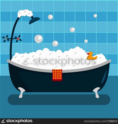 Home bathroom icon. Flat illustration of home bathroom vector icon for web. Home bathroom icon, flat style