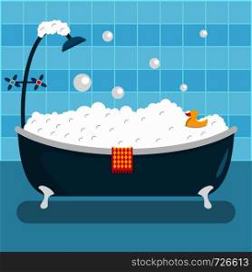Home bathroom icon. Flat illustration of home bathroom vector icon for web. Home bathroom icon, flat style