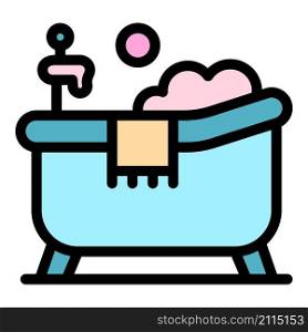 Home bathtub icon. Outline home bathtub vector icon color flat isolated. Home bathtub icon color outline vector