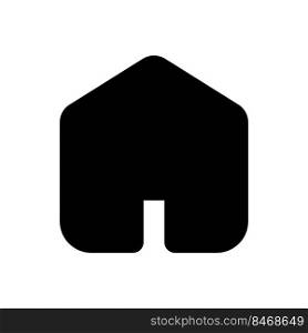 Home black glyph ui icon. Open website homepage. Shortcut. Return to home screen. User interface design. Silhouette symbol on white space. Solid pictogram for web, mobile. Isolated vector illustration. Home black glyph ui icon