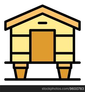 Home bungalow icon outline vector. House cabin. Beach swamp color flat. Home bungalow icon vector flat
