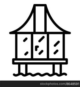 Home bungalow icon outline vector. Sea house. Villa island. Home bungalow icon outline vector. Sea house