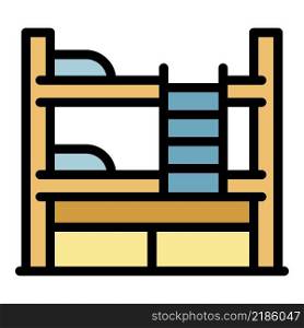 Home bunk bed icon. Outline home bunk bed vector icon color flat isolated. Home bunk bed icon color outline vector