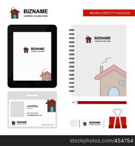 Home Business Logo, Tab App, Diary PVC Employee Card and USB Brand Stationary Package Design Vector Template