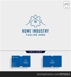Home city gear logo design factory industry vector icon line isolated. Home city gear logo design factory industry vector icon line