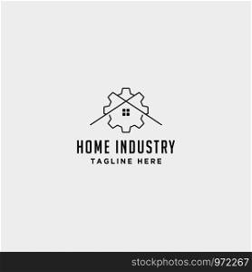 Home city gear logo design factory industry vector icon line isolated. Home city gear logo design factory industry vector icon line