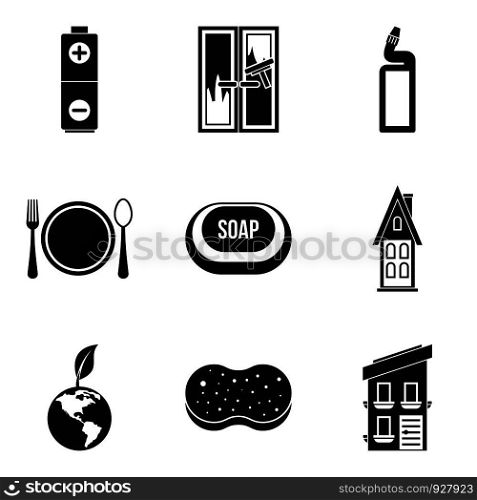 Home cleaning icon set. Simple set of 9 home cleaning vector icons for web design isolated on white background. Home cleaning icon set, simple style
