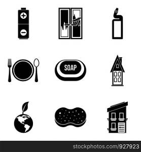 Home cleaning icon set. Simple set of 9 home cleaning vector icons for web design isolated on white background. Home cleaning icon set, simple style