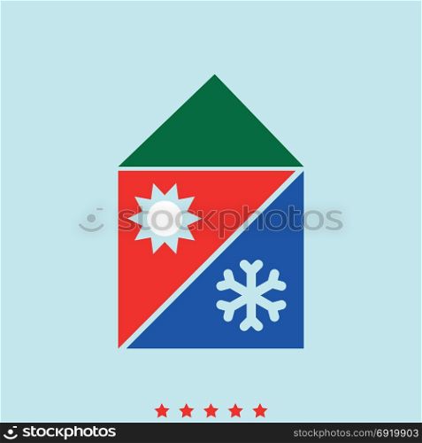 Home cooling and heating system set icon .