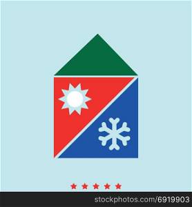 Home cooling and heating system set icon .