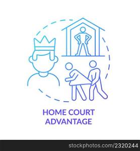 Home court advantage blue gradient concept icon. Manipulation example abstract idea thin line illustration. Controlling husband. Abusive relations. Isolated outline drawing. Myriad Pro-Bold font used. Home court advantage blue gradient concept icon