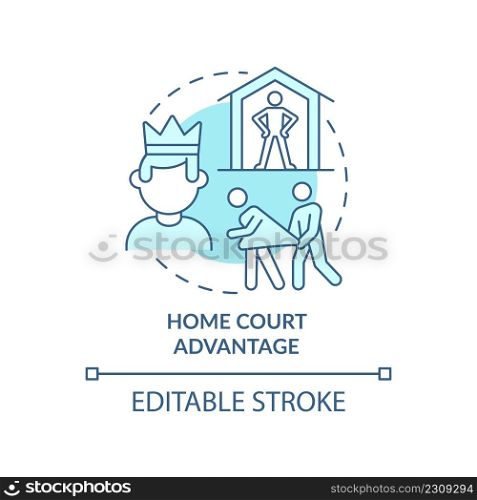 Home court advantage turquoise concept icon. Manipulation abstract idea thin line illustration. Abusive relationships. Isolated outline drawing. Editable stroke. Arial, Myriad Pro-Bold fonts used. Home court advantage turquoise concept icon