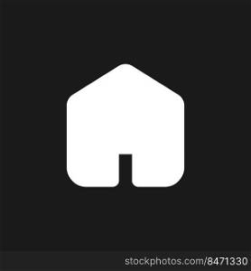 Home dark mode glyph ui icon. Open website homepage. Return to home screen. User interface design. White silhouette symbol on black space. Solid pictogram for web, mobile. Vector isolated illustration. Home dark mode glyph ui icon