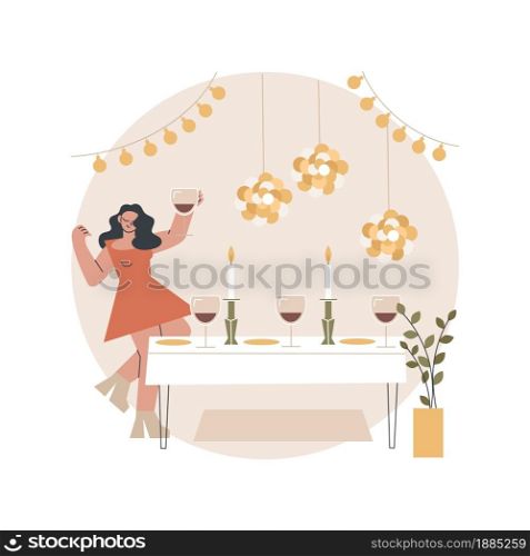 Home decoration abstract concept vector illustration. Holiday indoor decoration, festive element, outdoor home design, creative light, living room decor, interior products abstract metaphor.. Home decoration abstract concept vector illustration.