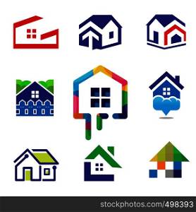 home decoration building house construction and technology logo concept