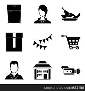 Home decoration icons set. Simple set of 9 home decoration vector icons for web isolated on white background. Home decoration icons set, simple style