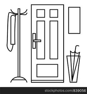 Home door interior icon. Outline illustration of home door interior vector icon for web design isolated on white background. Home door interior icon, outline style