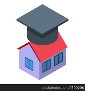 Home education icon. Isometric of home education vector icon for web design isolated on white background. Home education icon, isometric style