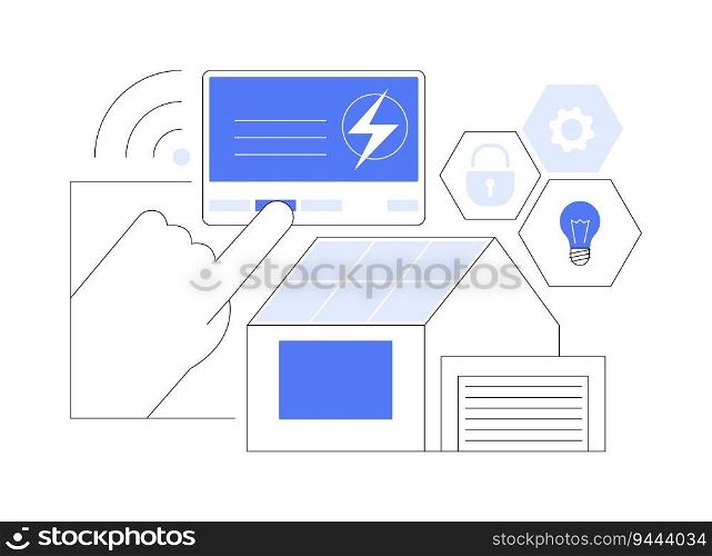 Home energy monitor abstract concept vector illustration. Man checking home energy using sensor, HVAC control, ecology industry, smart house technology, electricity level abstract metaphor.. Home energy monitor abstract concept vector illustration.