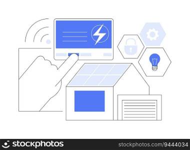Home energy monitor abstract concept vector illustration. Man checking home energy using sensor, HVAC control, ecology industry, smart house technology, electricity level abstract metaphor.. Home energy monitor abstract concept vector illustration.