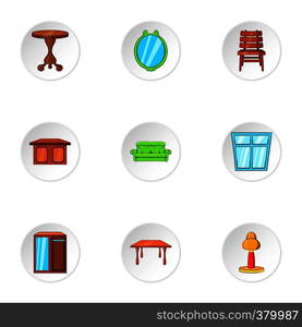 Home environment icons set. Cartoon illustration of 9 home environment vector icons for web. Home environment icons set, cartoon style