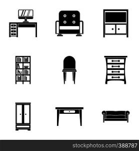 Home environment icons set. Simple illustration of 9 home environment vector icons for web. Home environment icons set, simple style