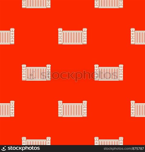 Home fence pattern repeat seamless in orange color for any design. Vector geometric illustration. Home fence pattern seamless