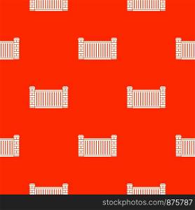 Home fence pattern repeat seamless in orange color for any design. Vector geometric illustration. Home fence pattern seamless