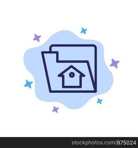 Home, File, Setting, Service Blue Icon on Abstract Cloud Background