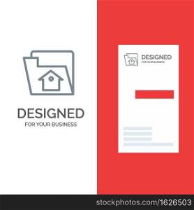 Home, File, Setting, Service Grey Logo Design and Business Card Template