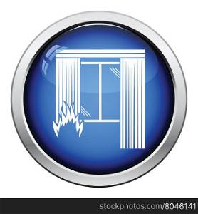 Home fire icon. Glossy button design. Vector illustration.